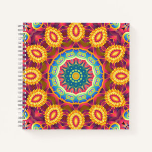 Helle Farbige Abstrakte Florale Mandala Notizblock