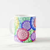 Helle Farbige Abstrakte Kreise Muster Kaffeetasse (Vorderseite Links)