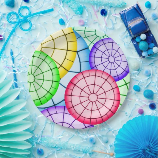 Helle Farbige Abstrakte Kreise Muster Pappteller (Party)