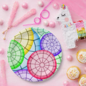 Helle Farbige Abstrakte Kreise Muster Pappteller (Party)