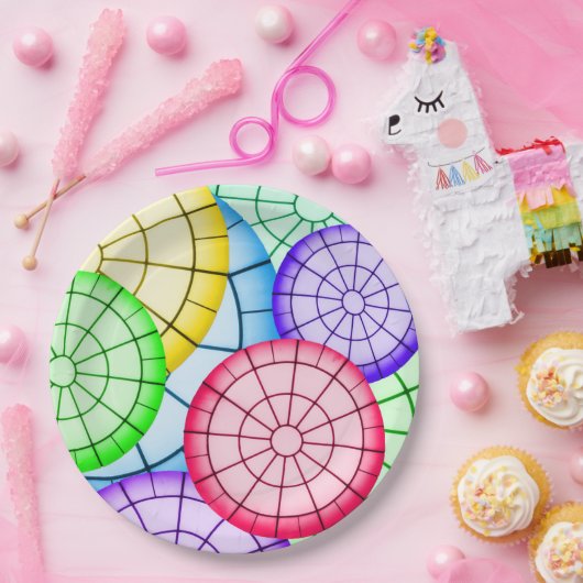 Helle Farbige Abstrakte Kreise Muster Pappteller (Party)