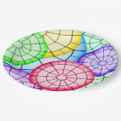 Helle Farbige Abstrakte Kreise Muster Pappteller (Schrägansicht)