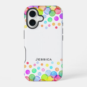 Helle, farbige Bläschen Personalisiert weiß iPhone 16 Hülle