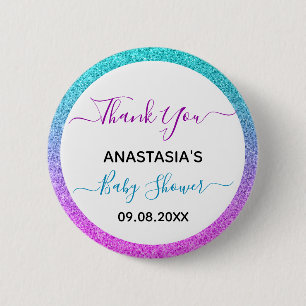 Helle Farbige Blaue Violette Danke Baby Shower Button