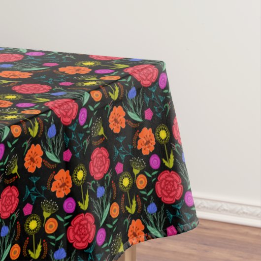Helle farbige Blume auf Schwarz 60" x 104" Tischdecke (Beispiel)