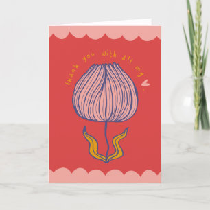 Helle farbige Blume Illustriert Dankeschön Karte
