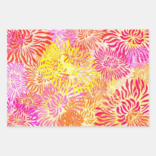 Helle, farbige Frühlingsdruckerei Blume Geschenkpapier Set (Vorderseite 3)