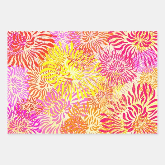 Helle, farbige Frühlingsdruckerei Blume Geschenkpapier Set (Vorderseite)