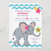 Helle farbige Girl Elephant Star Einladung (Vorne/Hinten)