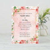 Helle farbige Korallenpfirsichblume Einladung (Stehend Vorderseite)