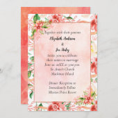 Helle farbige Korallenpfirsichblume Einladung (Vorne/Hinten)