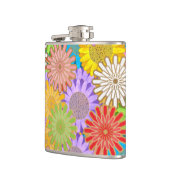Helle Farbige Lebendige Chaotische Hippie-Blumen-M Flachmann (Links)