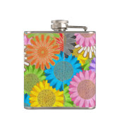 Helle Farbige Lebendige Chaotische Hippie-Blumen-M Flachmann (Rückseite)