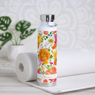 Helle Farbige Mohnblumen Florale Personalisierte Trinkflasche