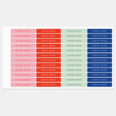 Helle farbige Namensschilder Etiketten (Blatt)