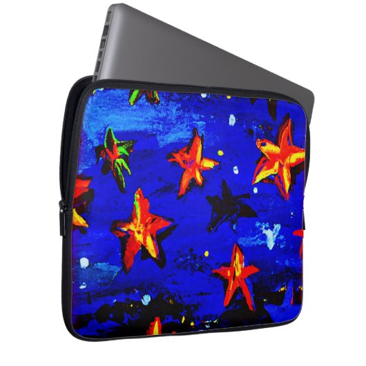 Helle, farbige Orangensterne. Jetzt kaufen Laptopschutzhülle (Vorne Rechts)