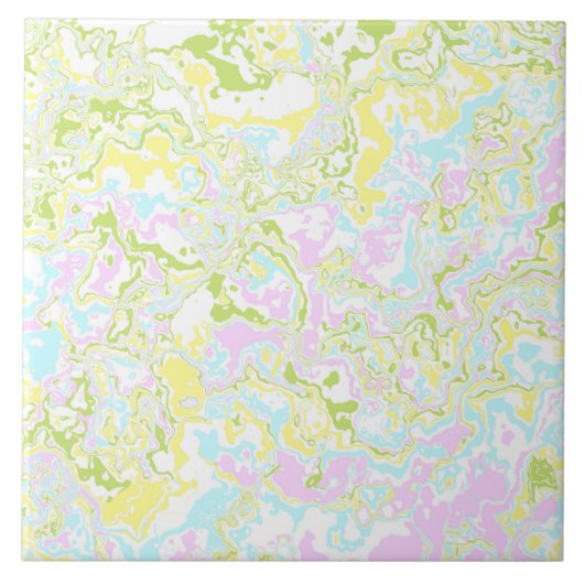 Helle, farbige Pastel Trippy Retro Boho Marmor Fliese (Vorderseite)