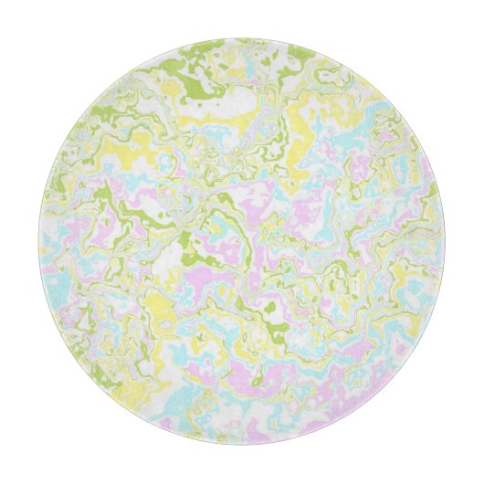 Helle, farbige Pastel Trippy Retro Boho Marmor Schneidebrett (Vorderseite)