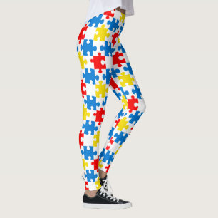 Helle Farbige Puzzle-Teil-Muster Leggings