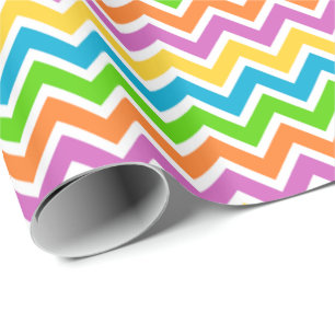 Helle Farbige Regenbogen-Chevron-Muster Geschenkpapier