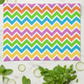 Helle Farbige Regenbogen-Chevron-Muster Geschirrtuch (Gefaltet)