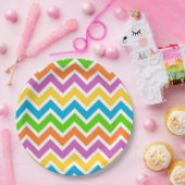 Helle Farbige Regenbogen-Chevron-Muster Pappteller (Party)