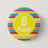 Helle Farbige Regenbogen-Gestreifte Geburtstagsage Button (Vorderseite)