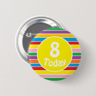 Helle Farbige Regenbogen-Gestreifte Geburtstagsage Button