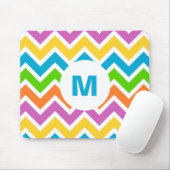 Helle, farbige Regenbogen-Zickzack Monogramm Mousepad (Mit Mouse)