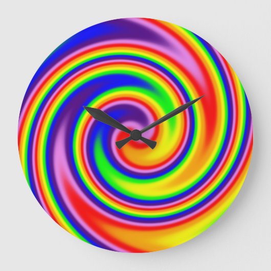 Helle, farbige Regenbogenfarben Swirbeln Frische F Große Wanduhr (Vorderseite)