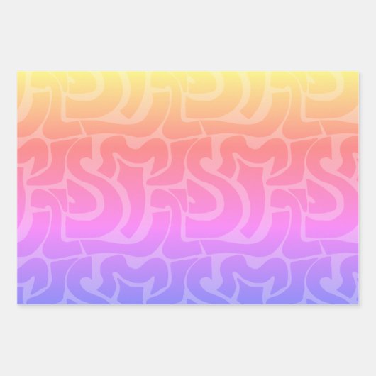 Helle, farbige Retro-Abstrakte Bio Formen Geschenkpapier Set (Vorderseite 2)