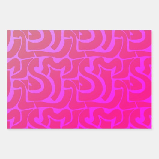 Helle, farbige Retro-Abstrakte Bio Formen Geschenkpapier Set (Vorderseite)