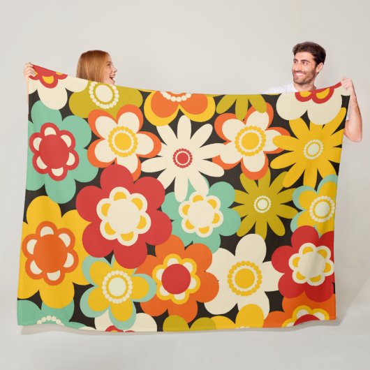 Helle Farbige Retro Süße Blumenmuster Fleecedecke (Beispiel)