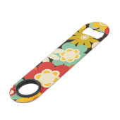 Helle Farbige Retro Süße Blumenmuster Speed Flaschenöffner (Vorderseite Schrägansicht)