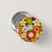 Helle Farbige Retro Süße Blumige Muster Button (Vorne & Hinten)