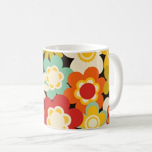 Helle Farbige Retro Süße Blumige Muster Kaffeetasse (VorderseiteRechts)
