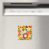 Helle Farbige Retro Süße Blumige Muster Magnet (In Situ (Geschirrspüler))