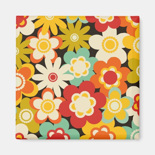 Helle Farbige Retro Süße Blumige Muster Magnet (Vorne)