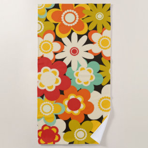 Helle Farbige Retro Süße Blumige Muster Strandtuch