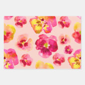 Helle Farbige Rosa Stiefmütterchen Geschenkpapier Set (Vorderseite 3)