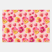 Helle Farbige Rosa Stiefmütterchen Geschenkpapier Set (Vorderseite 2)