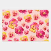 Helle Farbige Rosa Stiefmütterchen Geschenkpapier Set (Vorderseite)