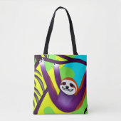 Helle farbige Sloth Tote Tasche (Vorderseite)