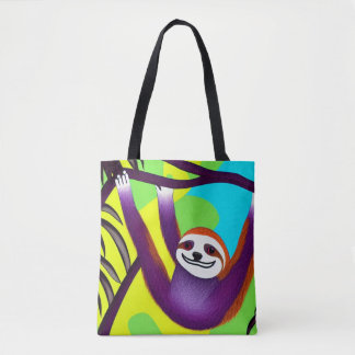 Helle farbige Sloth Tote Tasche