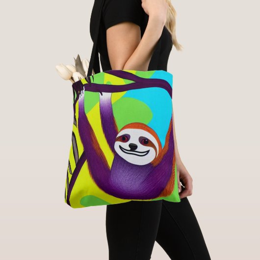 Helle farbige Sloth Tote Tasche (Von Nahem)