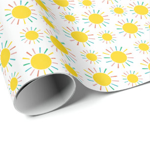 Helle Farbige Sonne Kindergeburtstag Geschenkpapier