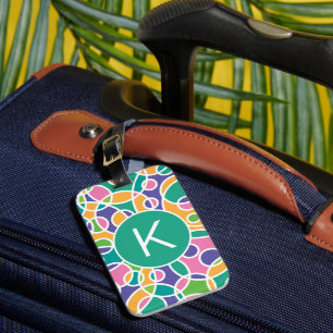 Helle Farbige Verrückte Kreise Muster Monogramm Gepäckanhänger