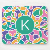 Helle Farbige Verrückte Kreise Muster Monogramm Mousepad (Vorne)
