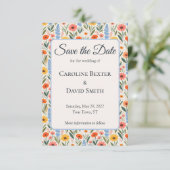 Helle Farbige Wildblumen Save The Date (Stehend Vorderseite)