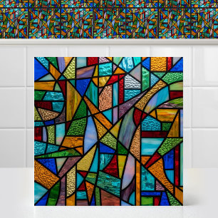 Helle Farbmatrix abstraktes Buntglas-Motiv Fliese